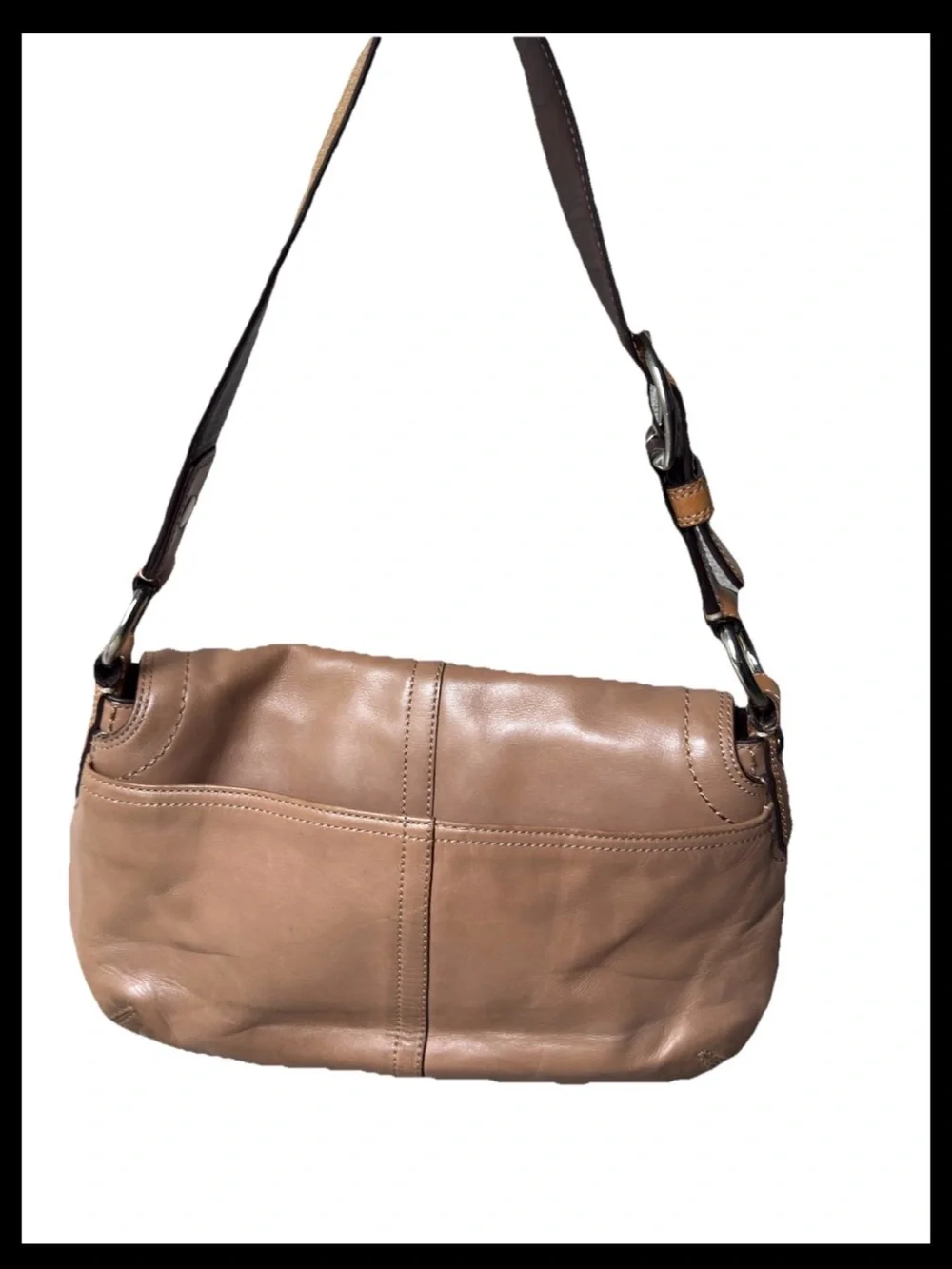 Vintage COACH Soho Flap Y2K F13105 Tan Leather Soho Shoulder Bag